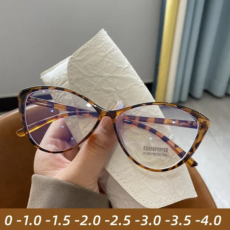 Tendencia de , gafas para miopía con dioptrías para mujeres y hombres, montura Retro de ojo de gato, gafas graduadas para miopía, dioptrías de 0 a 4,0