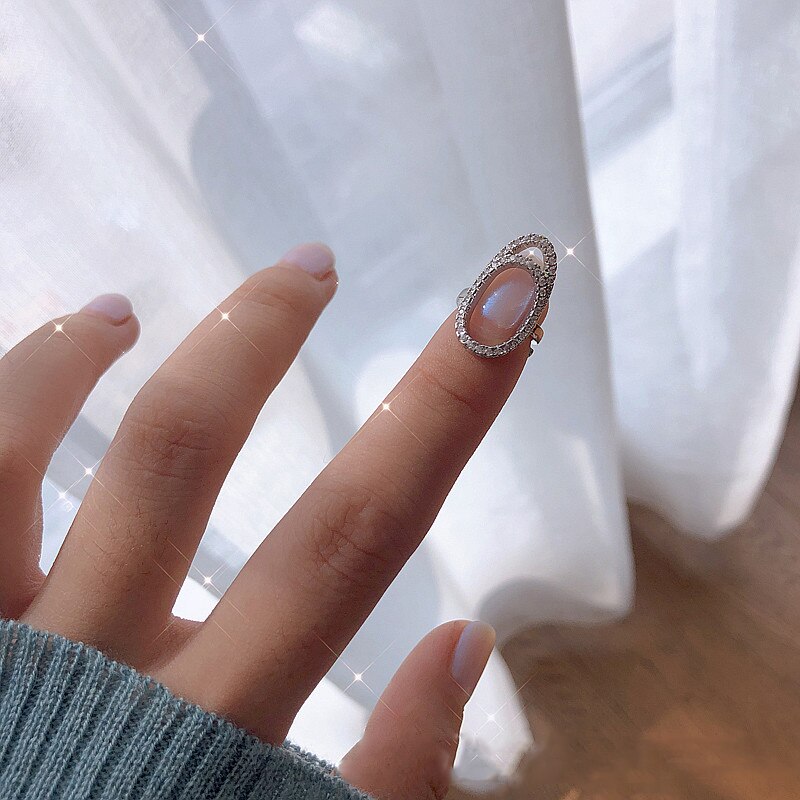 AOMU Neue Schmuck Hohl Nagel Ring Charme Kristall Finger Nagel Ringe Für Frauen Dame Strass Zirkon Fingernagel Schutzhülle: 1