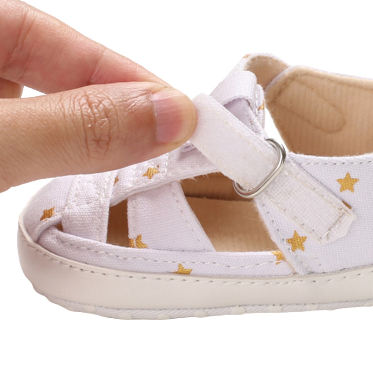 Zomer baby jongens sandalen baby ster patroon bedekt tenen zachte zool schoenen peuters binnen antislip prewalker