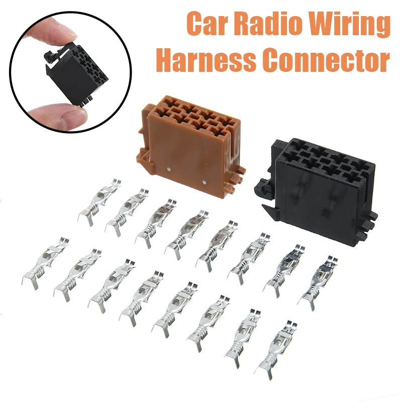 2pcs 8 Pin Male ISO Car Stereo Radio Wiring Harness Connector Adaptor Block Loom for Audio Loudspeakers with 18pcs Female pins