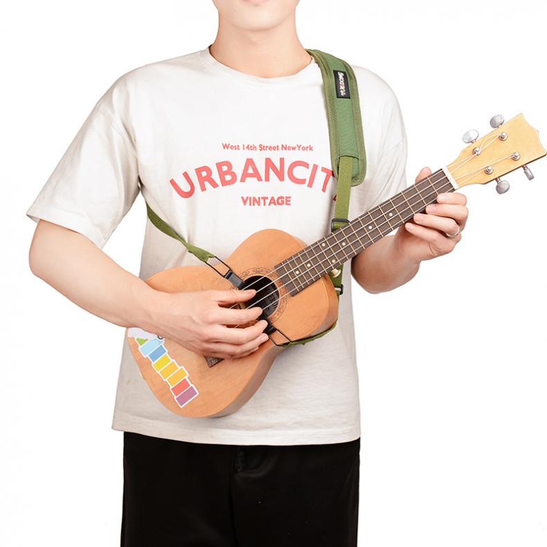 Gitaarband Kleurrijke Ukulele Shoudler Strap Ademend Katoen Punch-Gratis Dubbele Haak Riem