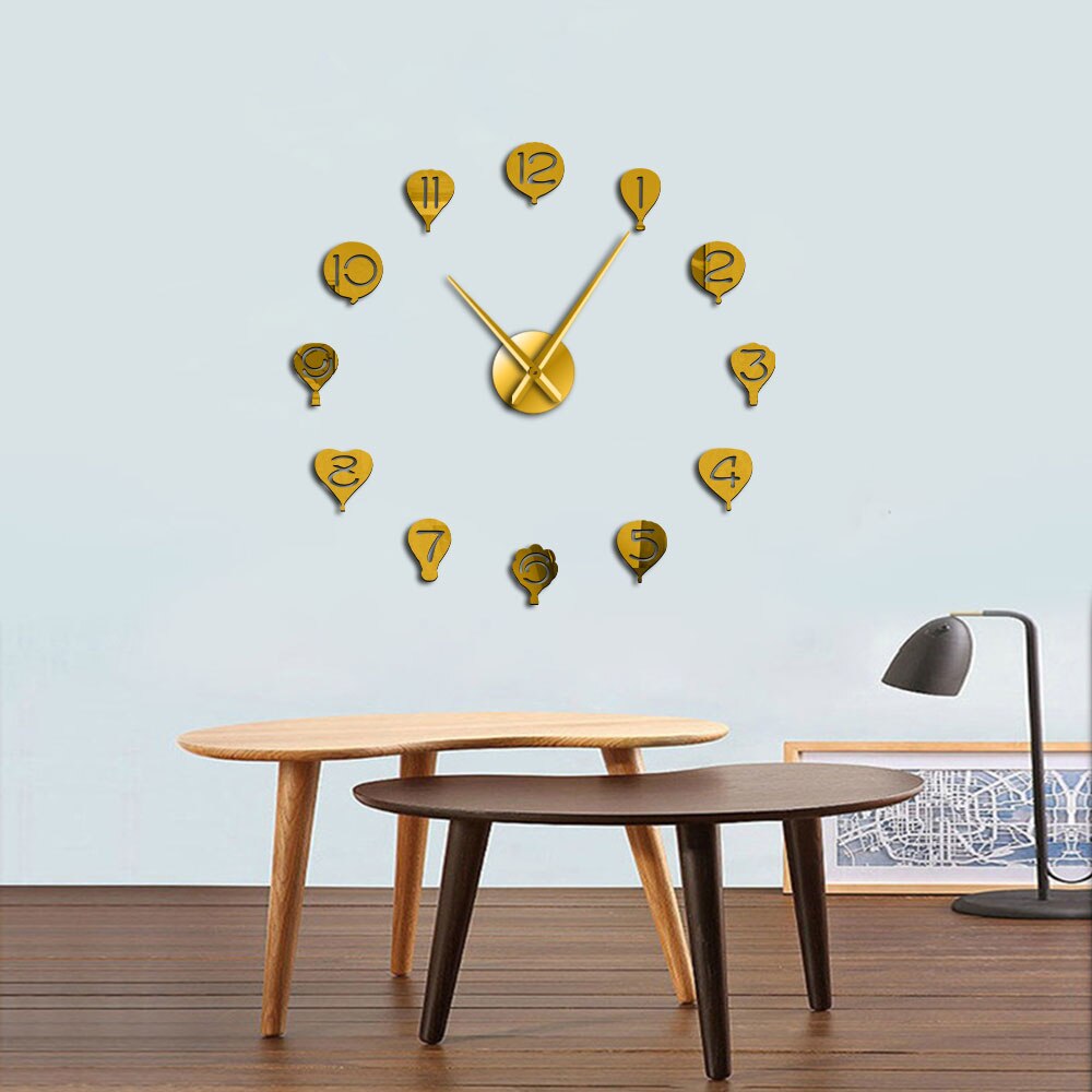 Floating Air Balloon Wall Art DIY Giant Wall Clock Kid Room Nursery Silent Movement Decorative Frameless Large Wall Watch
