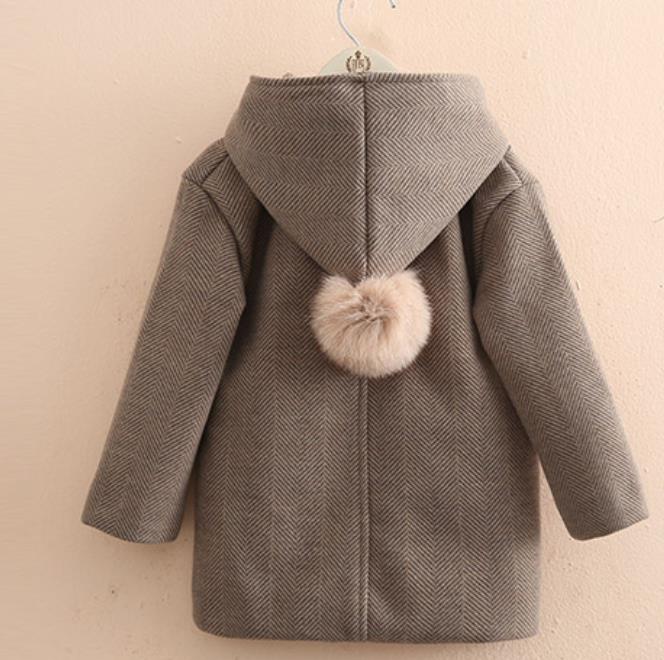 Winter baby meisjes capuchon haarbal wol baby peuter kinderen bovenkleding wollen jas meisjes