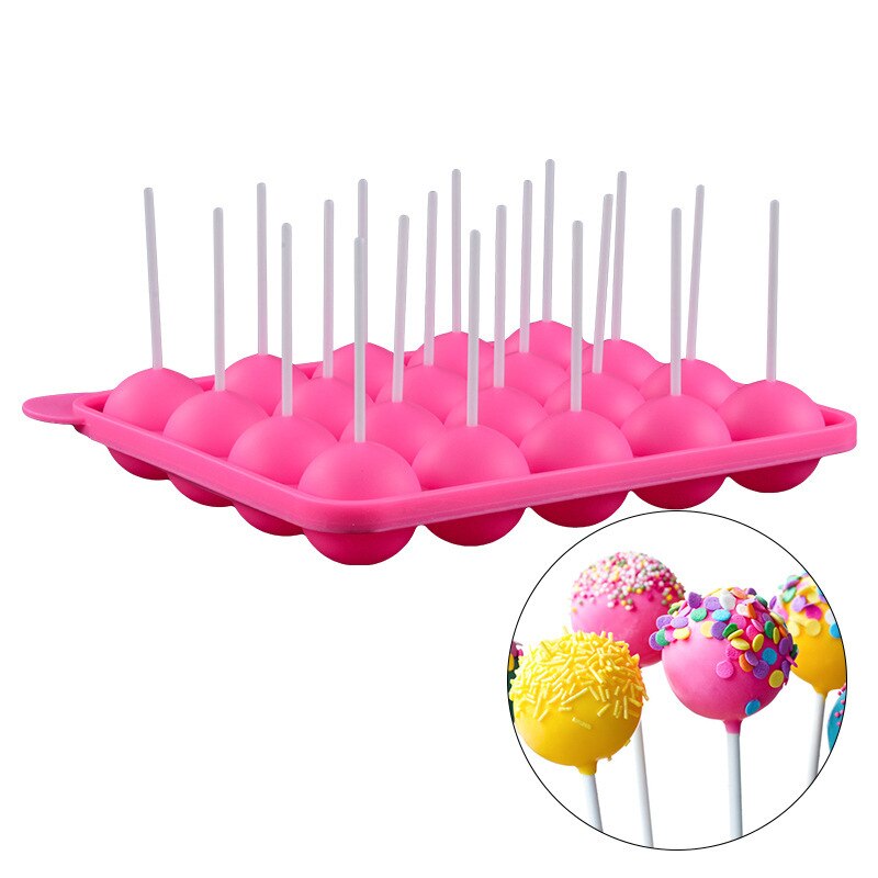 20 Gat Siliconen Lollipop Mold Diy Ronde Chocolade Lolly Bal Lolly Food Grade Siliconen Te Vormlostijd Siliconen Mal