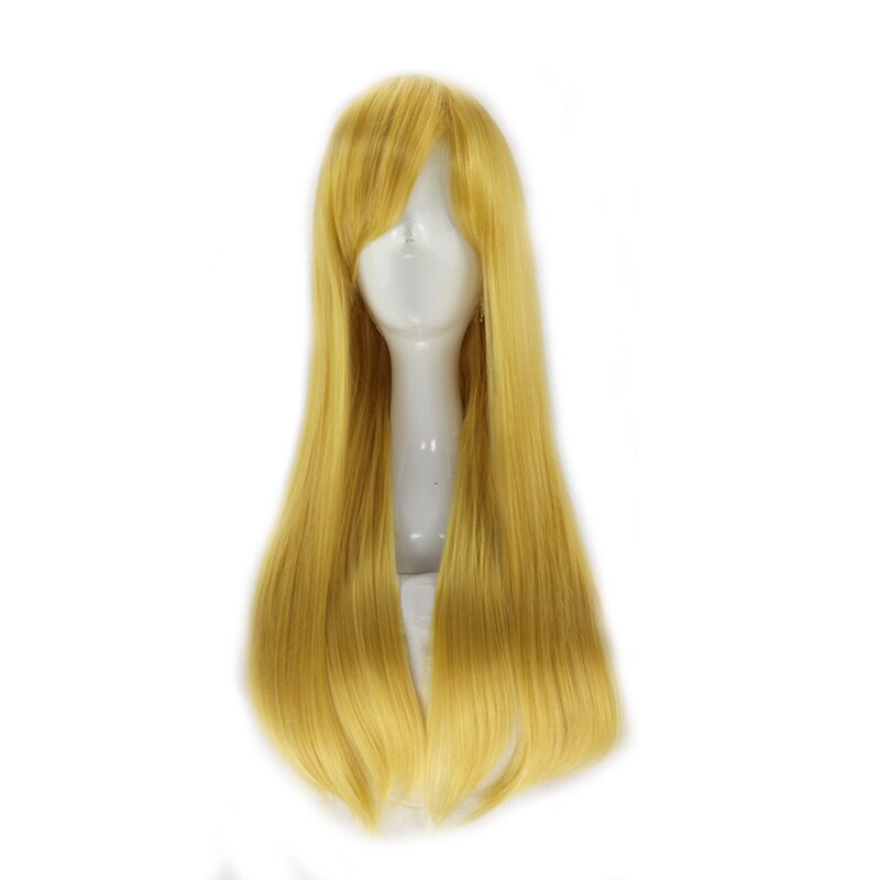 Hairjoy orange grøn lilla kostume fest cosplay paryk lang glat syntetisk hår parykker 15 farver tilgængelige: Gul
