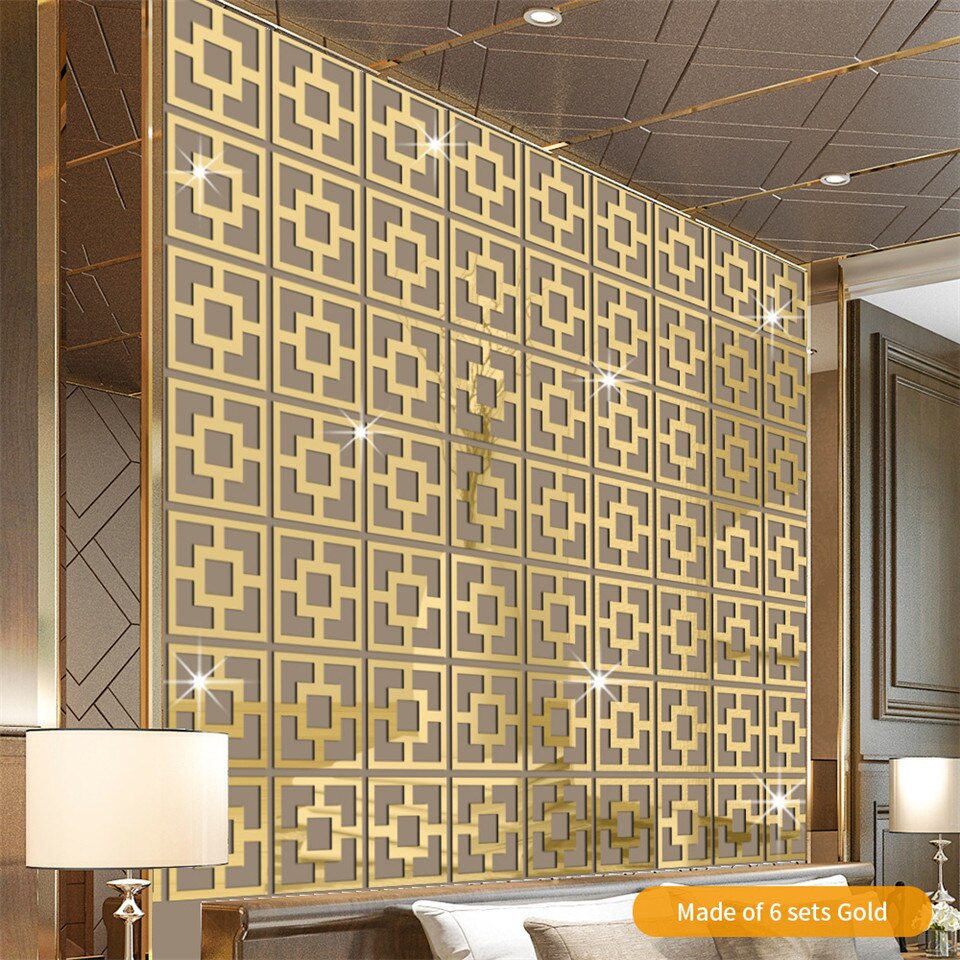 Espejo hueco cuadrado para pared, pegatina de papel tapiz para decoración de sala de estar, dormitorio, bricolaje, calcomanía de espejo acrílico, 28x28cm x 12 Uds.