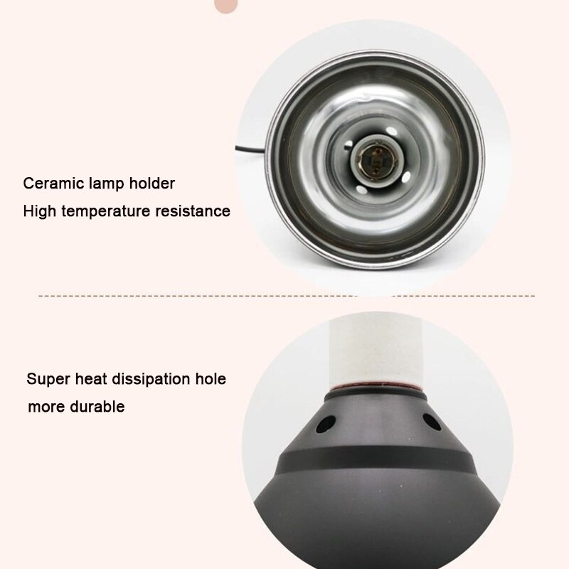 Dome Reptile Lamp for Tortoise Lizard Frog Snake Reptile UVB Light FPet Lamp Holder EU Plug Deep Barrel Reptile Light Cage