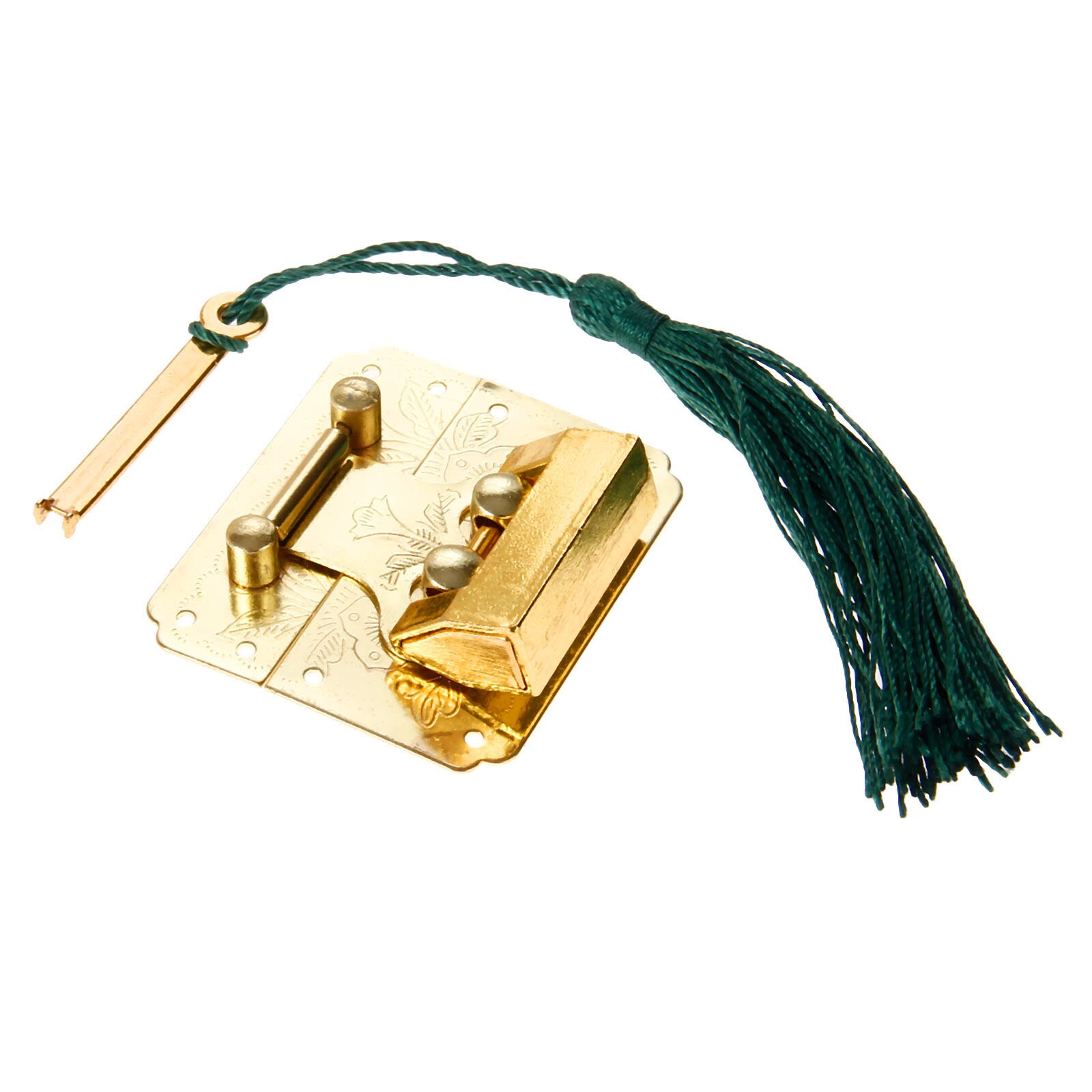 Antique Chinese Old Lock Wooden Box Gold Padlock with Vintage Box Latch Hasp Home Furniture Buckle Clasp Lock Hardware