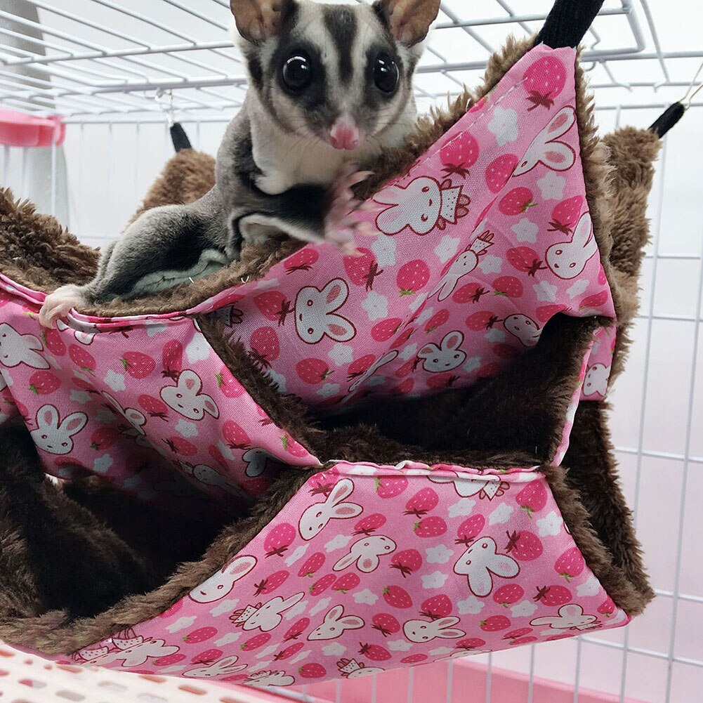 Hamaca de algodón para mascotas, cama para roedores, casa de 3 capas, cálida, hamaca colgante para ratas y hámster, jaula columpio, nido para dormir, suministros para mascotas