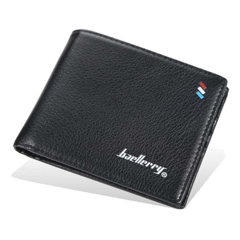 Business Mannen Portefeuilles Korte Naam Graveren Solid Purse Man Sample Stijl Kaart Horder Beroemde Mannelijke Portemonnee Carteria: Black