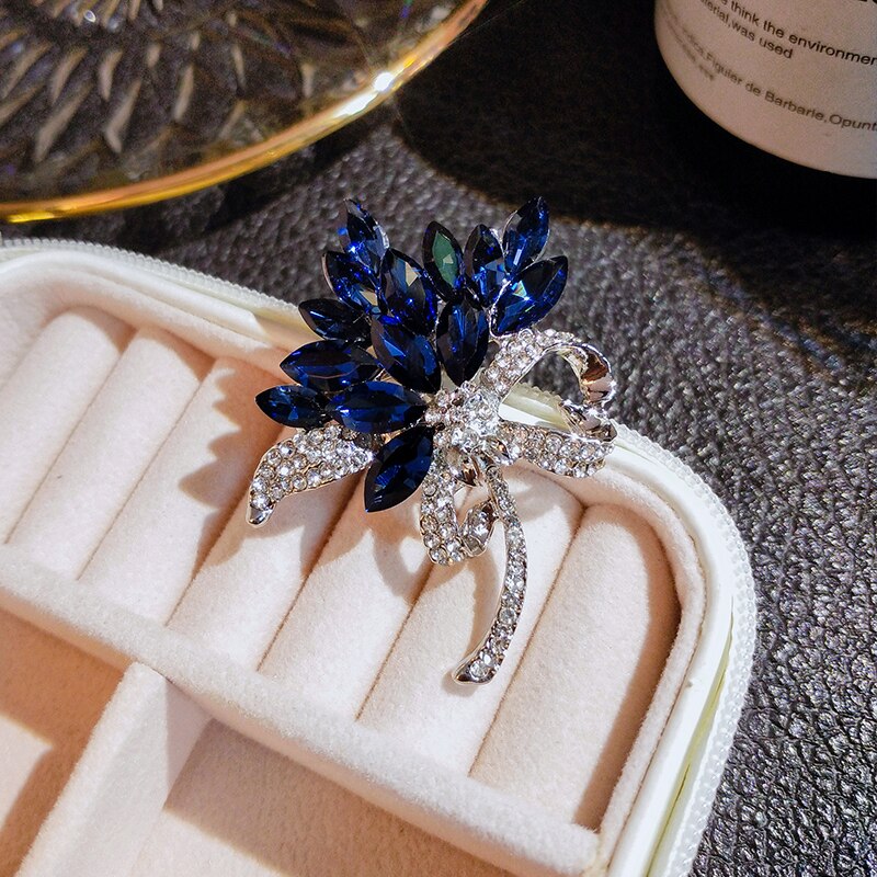 Bloem Broche Pins Crystal Broches Voor Vrouwen Kleding Decoratie Mode Mooie Sieraden Plant Bloem Trendy Broches