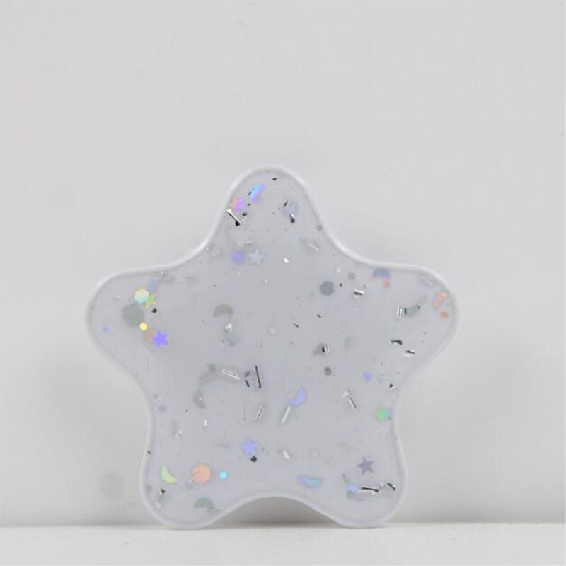 Star Glitter Expanding Stand Grip Mount Phone Socket Fold Mobile Smartphones Pocket Desktop Bracket Phone Stand Holder: White