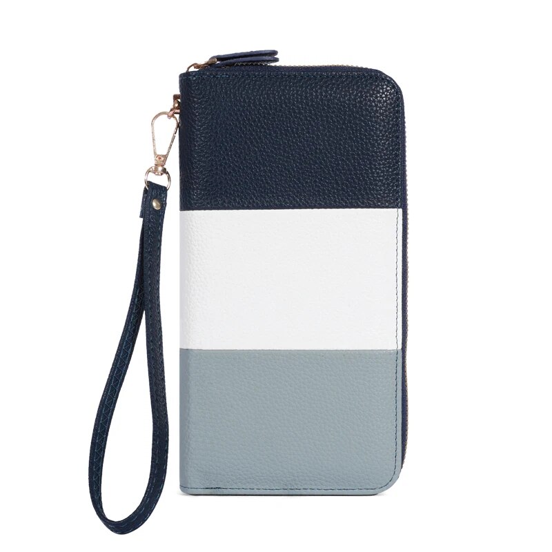 Women's Wallet RFID Blocking Multi Credit Card High Capacity Zipper Clutch Travel Bag Wrist Guard: DEEP BLUE