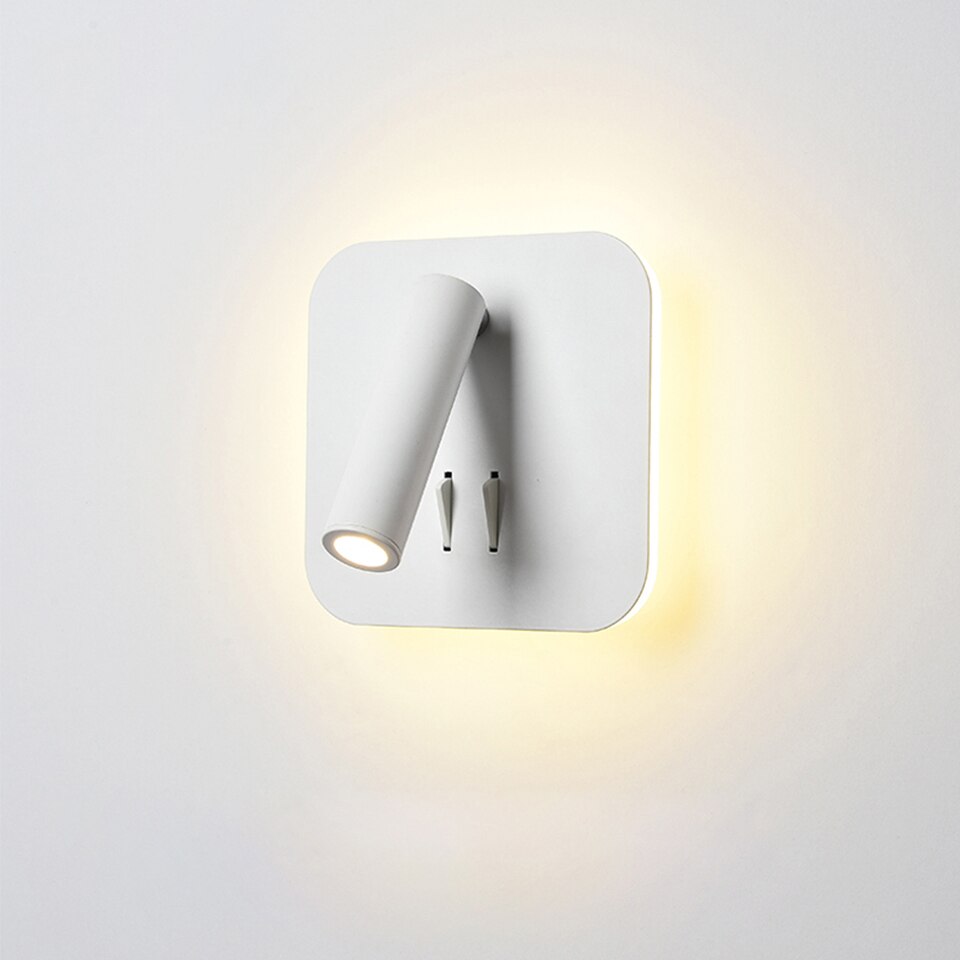 Nordisk ledet vegglampe med bryter 3w søkelyset 6w bakgrunnsbelysning frirotasjonslampe innendørs vegglampe til hjem soverom nattbord lys