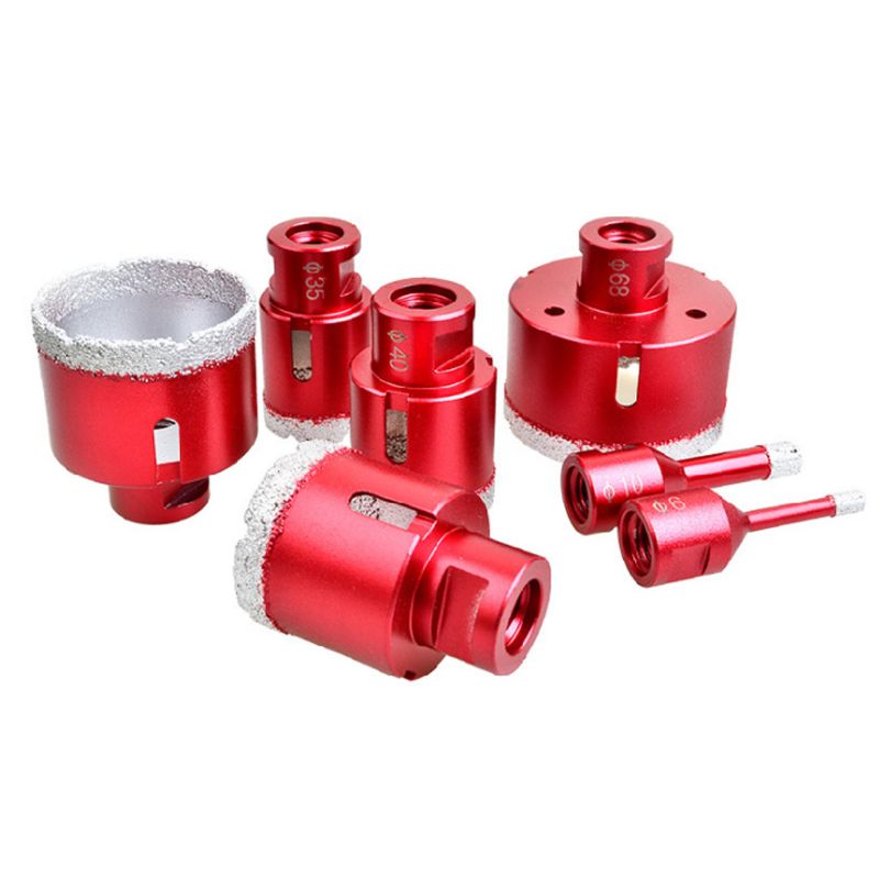 6-75mm M14 Vacuum Brazed Drill Bit High Hardness Hole Saw Cutter for Marble Tile Red