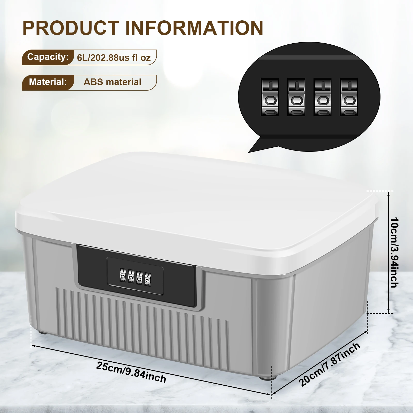Caja de seguridad con bloqueo de contraseña, organizador de privacidad robusto para el hogar, caja de documentos y identificación, gran capacidad bloqueable para caja de almacenamiento de escritorio