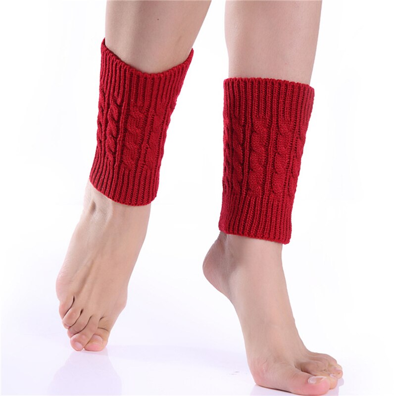 Jambières en tricot thermique pour femme, jambières, manches courtes, à la , chauffe-pieds, pour l&#39;hiver: Red