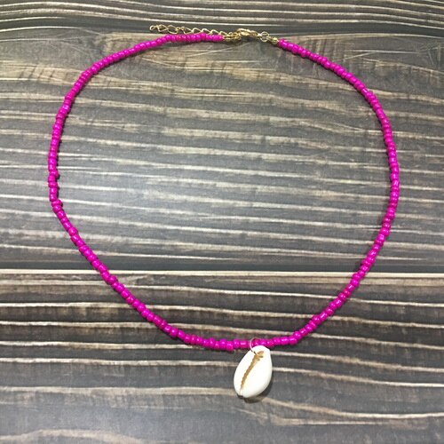 Proste koraliki shell Strand naszyjnik kobiety String z koralikami krótkie shell Choker naszyjnik biżuteria 16 cali Chokers naszyjnik prezent: 7