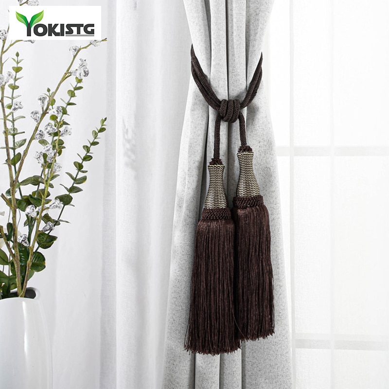 YokiSTG – embrasses en maille dorée pour rideaux, accessoires de luxe avec pompon, décoration de la maison, 2 pièces