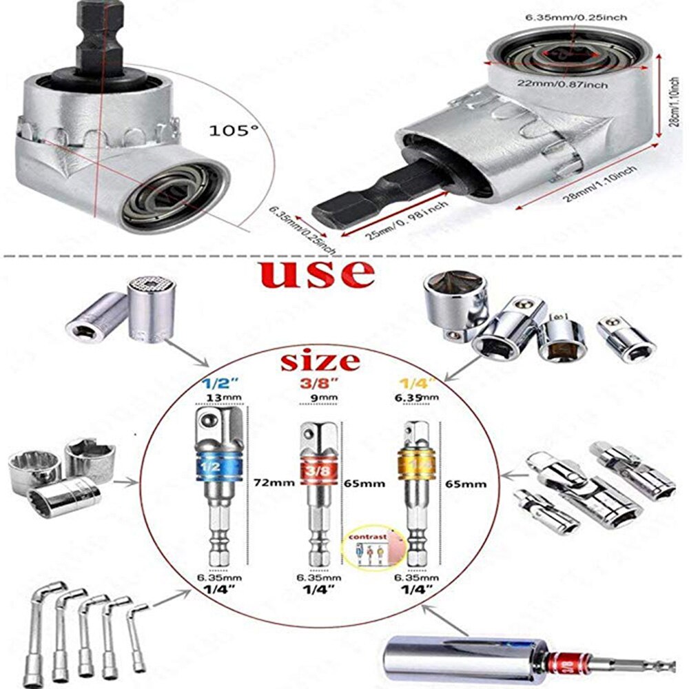 3pcs Hexagonal Screwdriver Adapter Shank Drill Socket Adapter For Impact Driver Socket Drill Bits Bar Extension