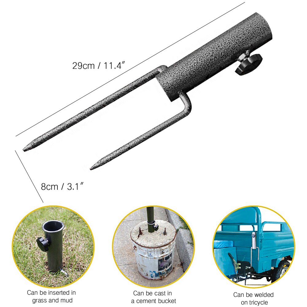 Patio Umbrella Base Parasol Insert Holder Beach Pole 30cm Outdoor Adjustable Portable Ground Easy Setup Heavy Duty For Park