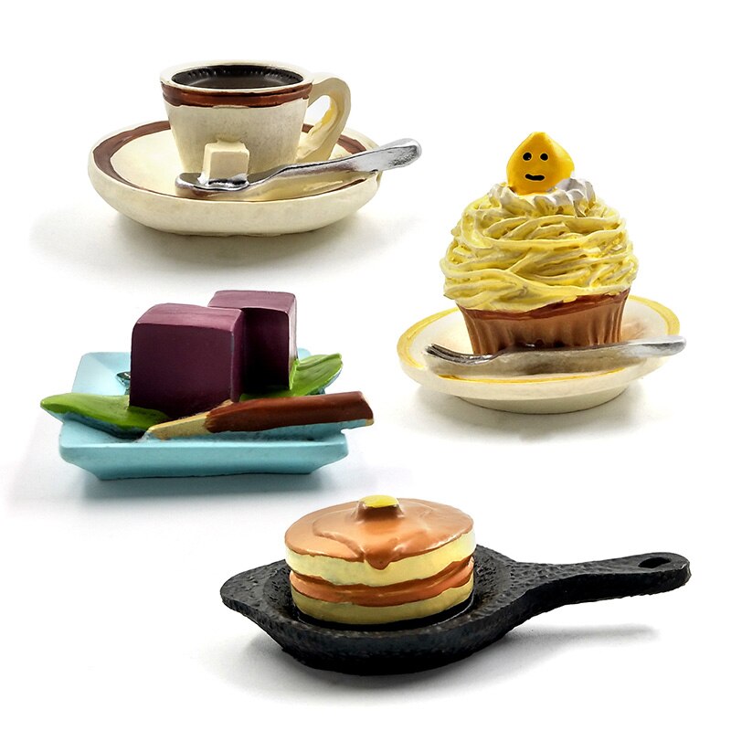 1 pc Simulatie Voedsel Koffie Cake Mini figurine Decor Fairy Garden stripfiguur standbeeld Model Hars ambachtelijke speelgoed ornamenten