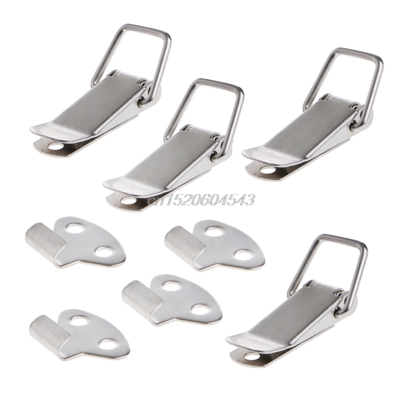 4Pcs Hardware Cabinet Boxes Spring Loaded Latch Catch Toggle Iron Hasp For Sliding Door Simple Window Cabinet R06