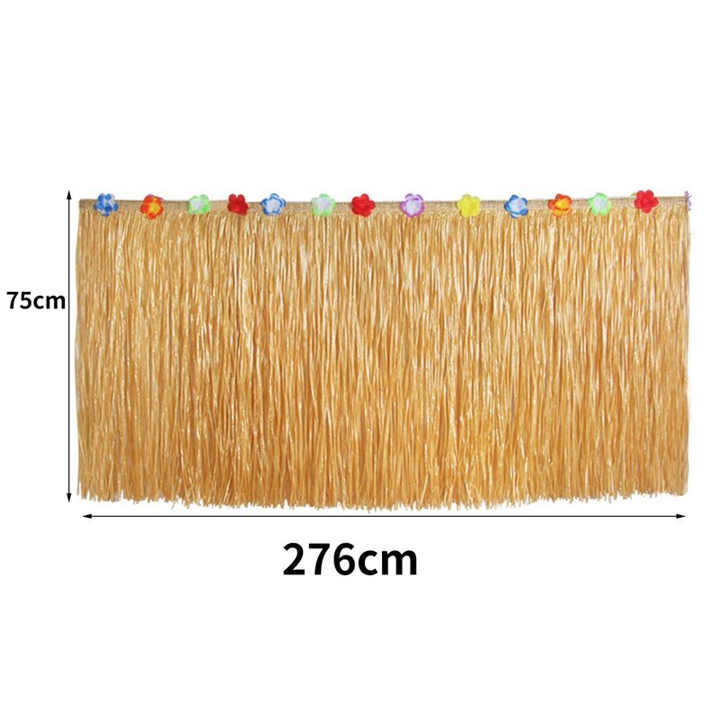 Hawaiian Straw Table Skirt , Raffia Fringe Party Decoration for Graduation Ceremony or Costume Party