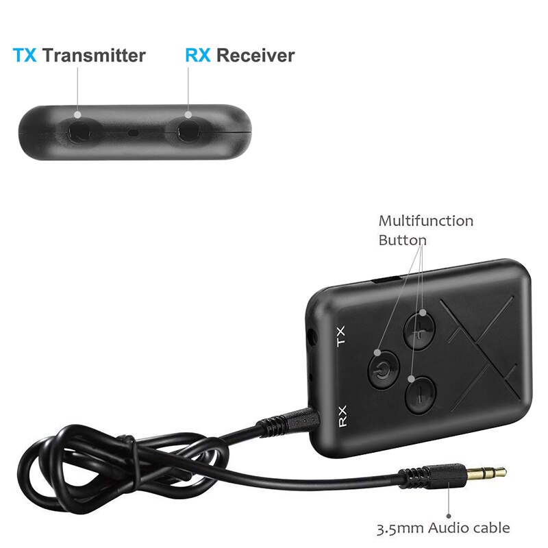 2 In 1 Bluetooth 4.2 Transmitter 3.5mm Jack Handsfree Music Receiver Bluetooth Transmitter For TV PC Wireless Audio Adapter