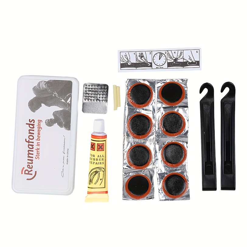 Bicycle Flat Tire Repair Kit Tool Set PortableTire Repair Rubber Patch Glue Lever Set bike Inner Tube Puncture Patch Repair Tool: Default Title