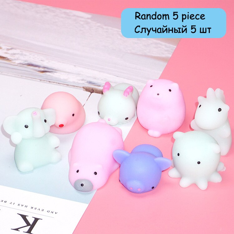 Piccolo Mini Squish Sigilli Giocattoli Anti-stress Animale Elasticità Morbida Piedino Jouet Anti treccia Spremere Giocattoli Set di Accessori Del Telefono: Random 5 pieces-011