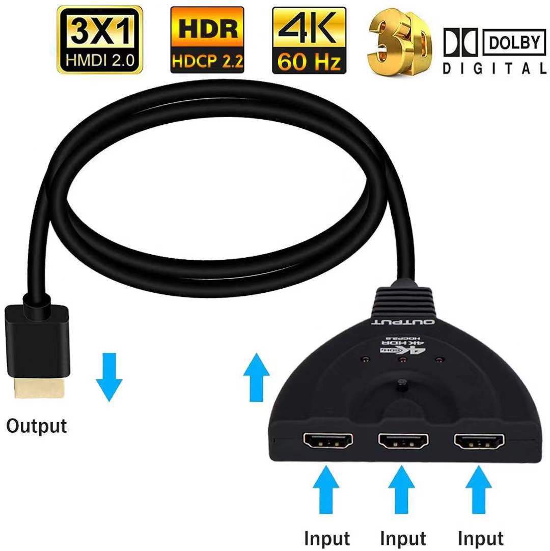 4K * 2K 3D Mini 3 Port Hdmi-Compatibel Schakelaar 1.4b 4K Switcher Splitter 1080P 3 In 1 Out Poort Hub Voor Dvd Hdtv Xbox PS3 PS4: 4k 60hz