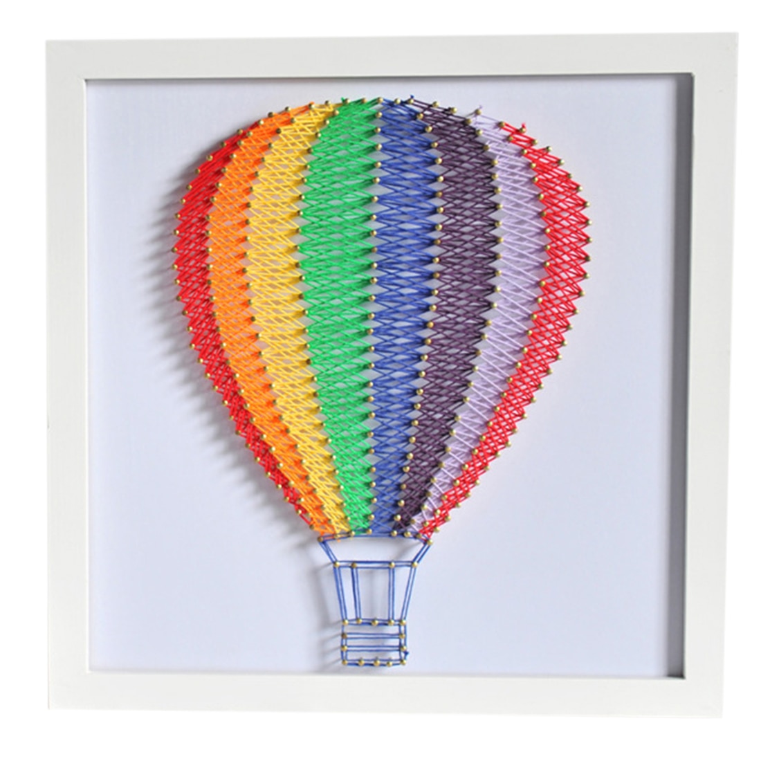 Diy Nail String Art Kit Luchtballon Kronkelende Lijnen Schilderen Art Kit Met Frame Home Decoratie Accessoires Voor woonkamer
