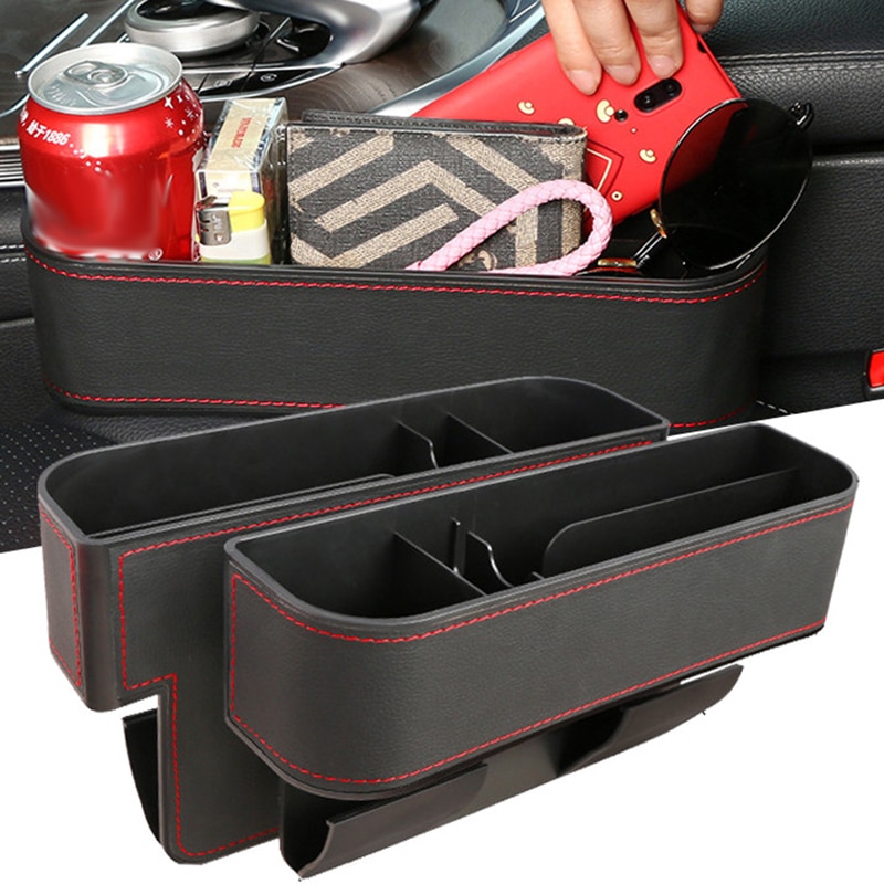 PU Leather Car Seat Gap Storage Universal Seat Crevice Organizer Multifunction Car Side Gap Storage Box Auto Accessories