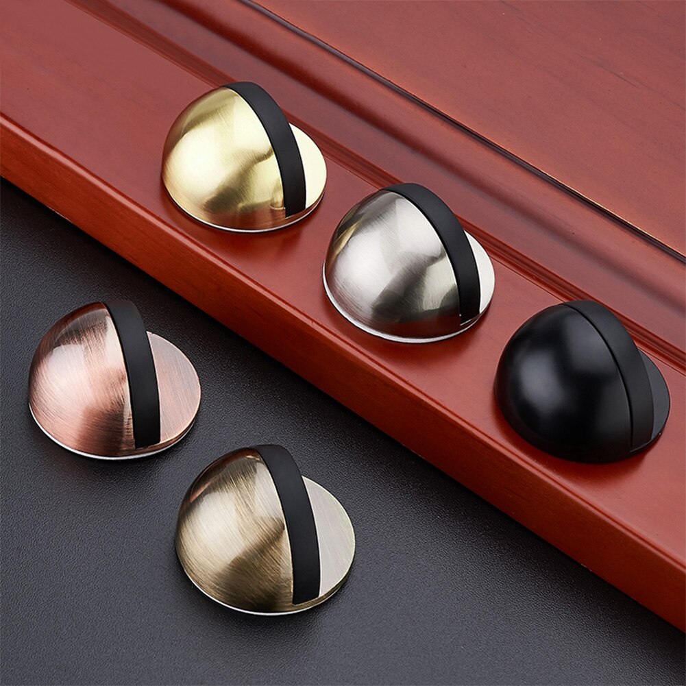 1 pc Anti-collision Door Stopper Non Punching Sticker Hidden Stainless Steel Rubber Door Stopper Door Wall Holders Catch