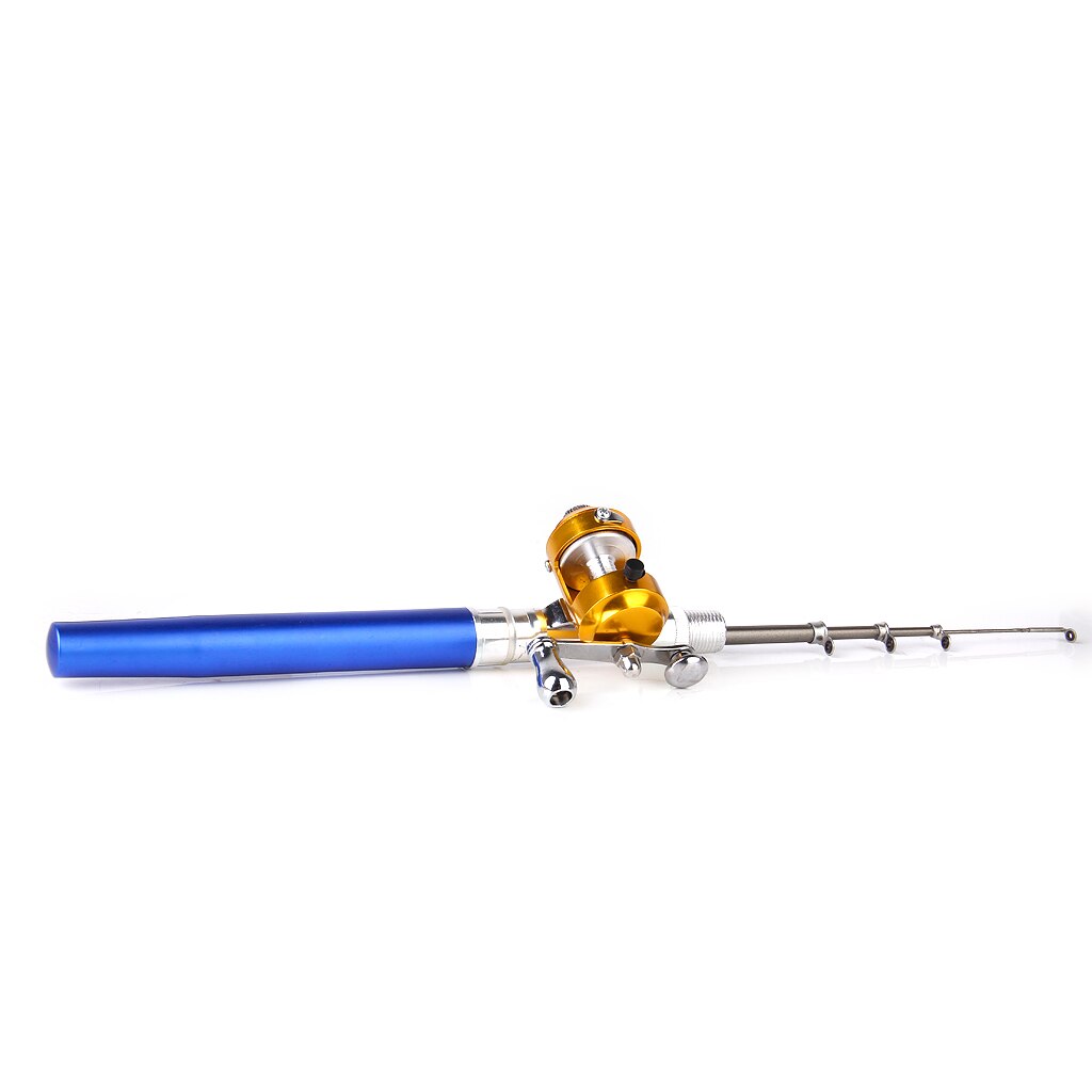 Mini cañas de pescar de bolsillo, caña con forma de bolígrafo, pluma de pescado de aleación de aluminio, aparejos de caña de pescar con accesorios de carrete de Baitcasting