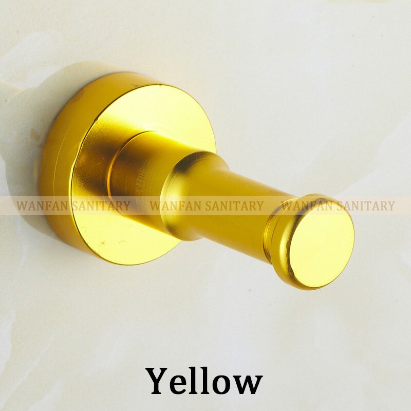 10 kleuren ruimte aluminium multi-color diy handdoek muur haak spijker badkamer keuken kleding sleutel kapstok tas hanger houder hj -0726: Geel