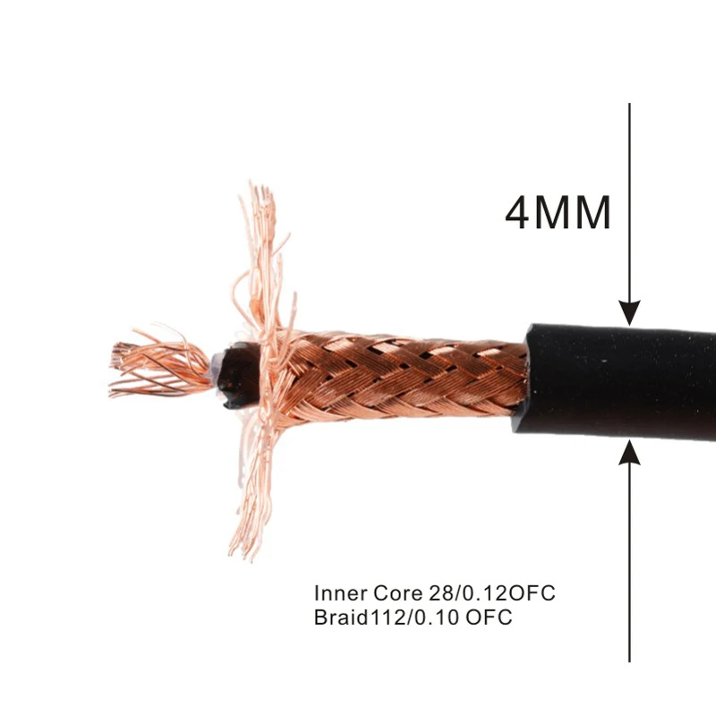 5 Meter 4MM Diameter Guitar Cable PVC Cable Dual Core Low Noise Guitar Cable Black