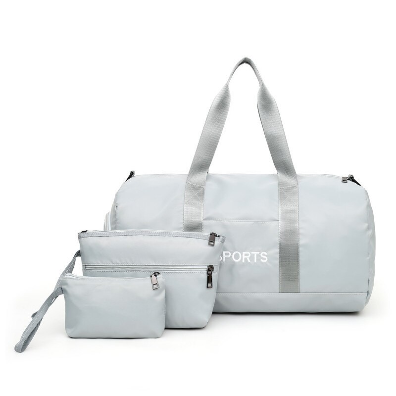 Kvinner sport gym bag sett menn vanntett fitness trening bag bærbar lett vekt reise bagasje bag sett sac de sport 6 farger: Grå