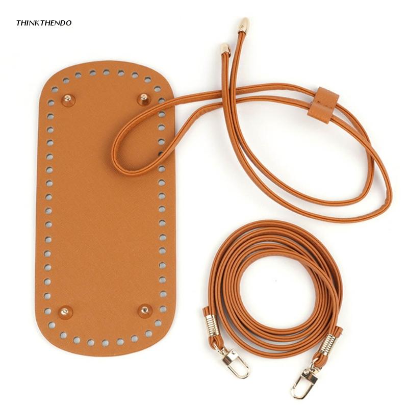 Pu lærveske bunn gjør-det-selv-veske lage tilbehør strikke hekle vesker diy hekle bøtte bag: Brun