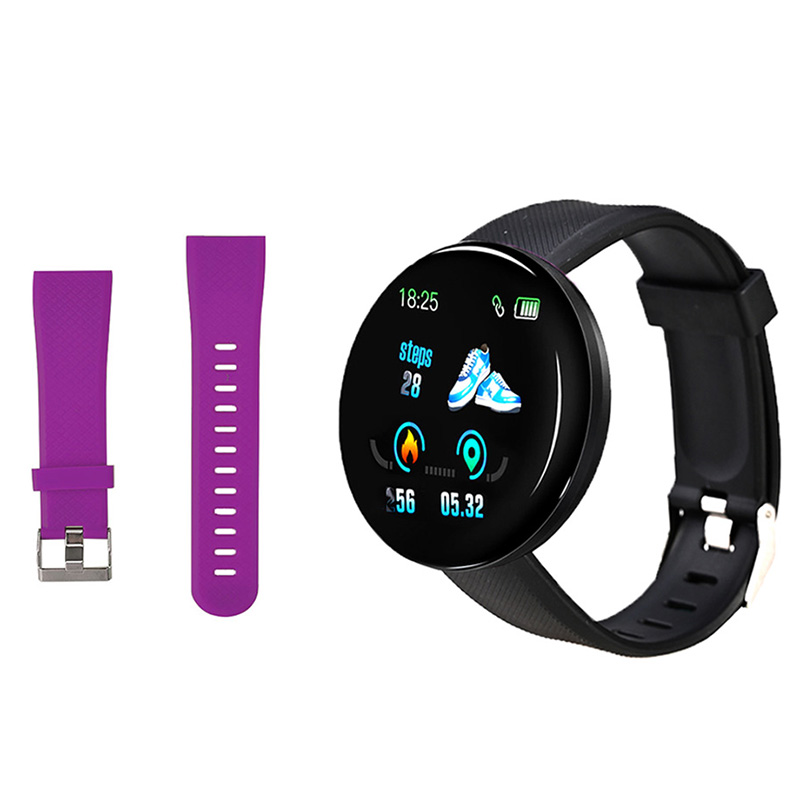 D18 montre intelligente Sport Fitness Tracker Bracelet intelligent fréquence cardiaque pression artérielle Bluetooth Smartwatch santé Bracelet étanche: with Purple strap