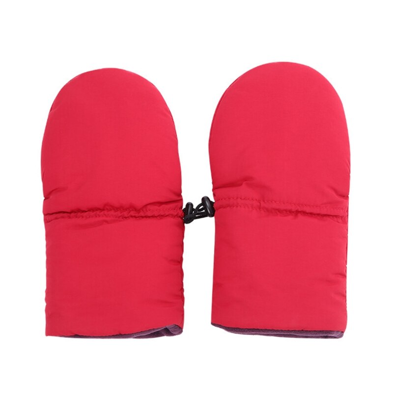 Waterproof Universal Winter Warm Baby Stroller Gloves Fleece Mitten Trolleys Pushchair Pram Carriage Hand Muff Cover: Red