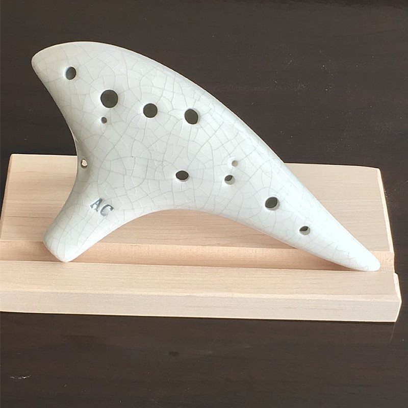 Ocarina klassisk 12 huller ocarina alto c musikinstrument lyse glasur keramik træblæsere: Hvid
