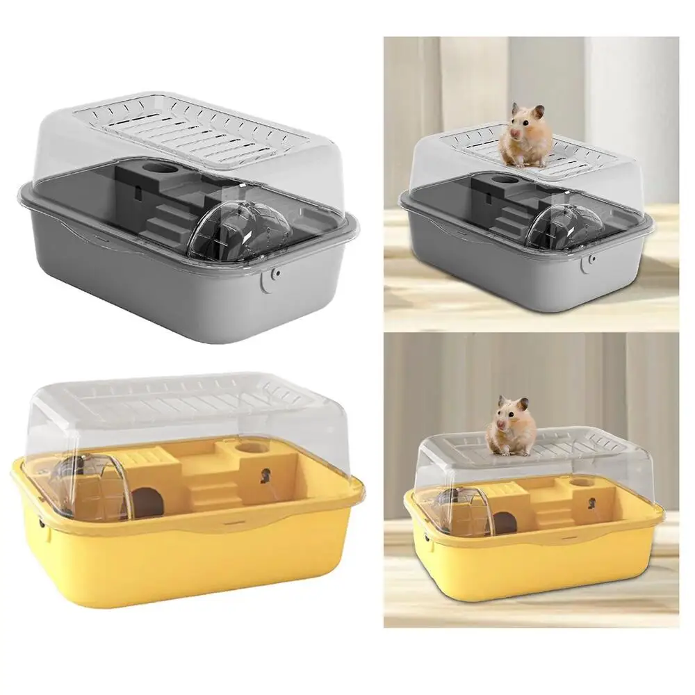 Hamster Cage with Water Bottle - Small Animal Habitat for Mice, Guinea Pigs - Plastic