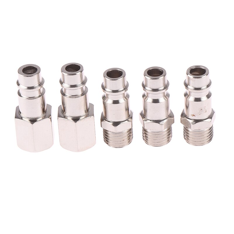 5Pcs Vro/Man 1/4 "Bsp Air Lijn Slang Compressor Connectors Silver Euro Mannelijke Quick Release fittings