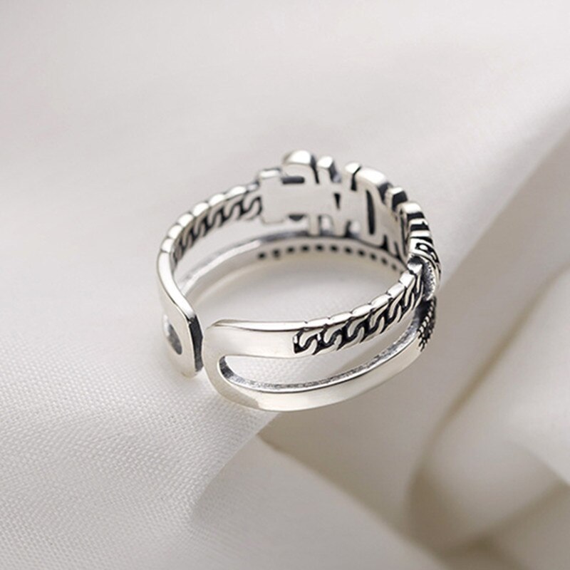 Jahrgang Gravierte Buchstaben Einstellbare Öffnen Ringe für Frauen Mädchen Zubehör Klassische Engagement Ring Schmuck