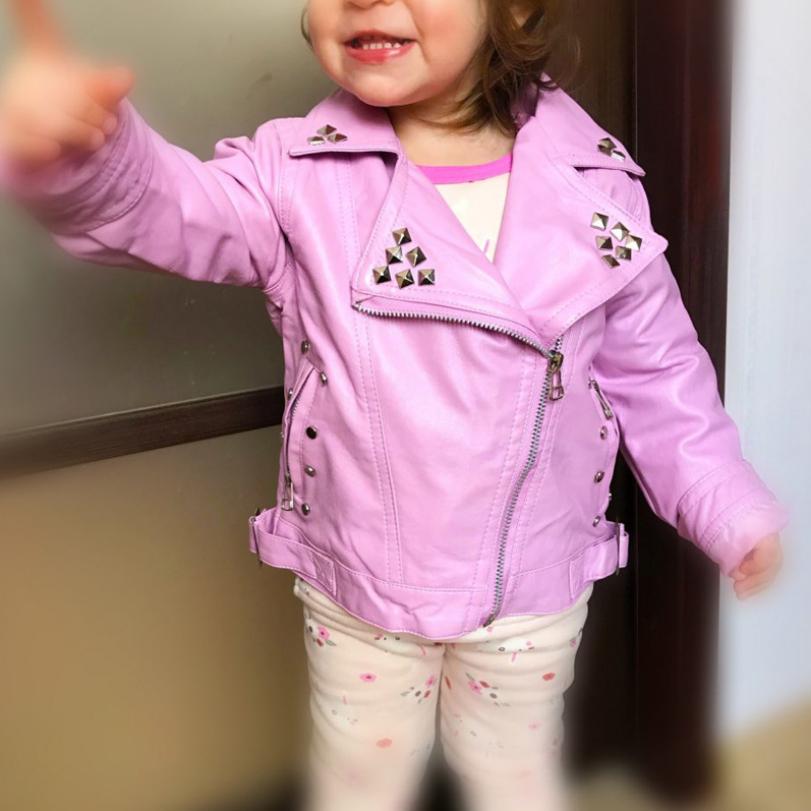 Kinderen PU Leren Jas Baby Jongen Meisje Kleding Lente Herfst Klinknagel Leren Jas Revers Motorfiets Jas Kids Uitloper Y658: picture / 3T