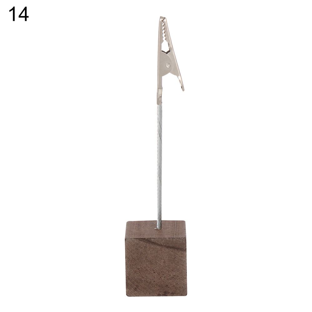 Decor Desktop Decoration Memorandum Wooden Message Folder Table Numbers Holder Photos Clips Place Card Clamps Stand: 14