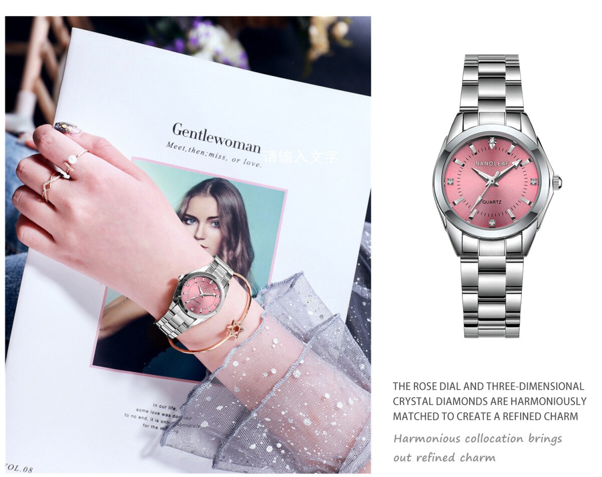 Senhoras vestido relógios pequena face rosa dial à prova dwaterproof água relógio de quartzo analógico feminino com banda de aço inoxidável moda clássico