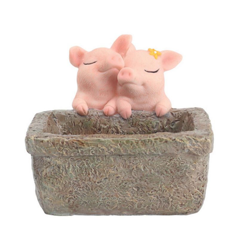 Flower Pots Chinese Style Fun Garden Pig Pots Home Garden Succulent Potted Desktop Plants Bonsai Garden Supplies: 1
